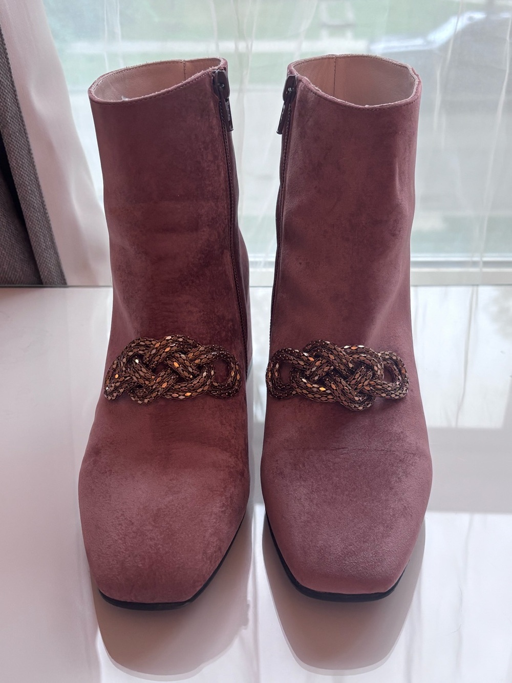 Anthropologie Stevie Velvet Chain Ankle Boots - Picture 6 of 9